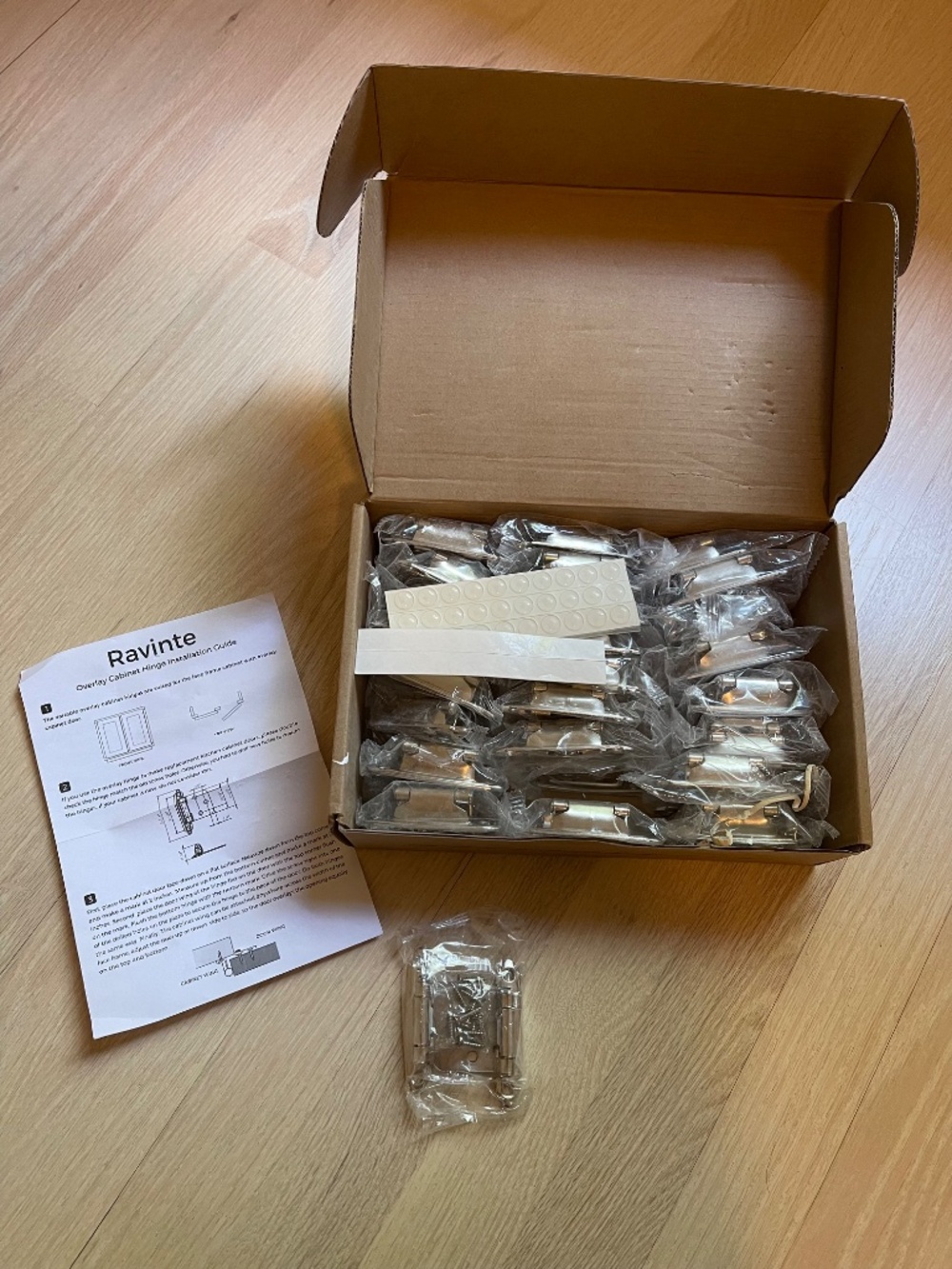 Ravinte 50 Pack (25 Pairs) 1/2" Overlay Cabinet Hinges - Satin Nickel - NEW - Picture 2 of 6